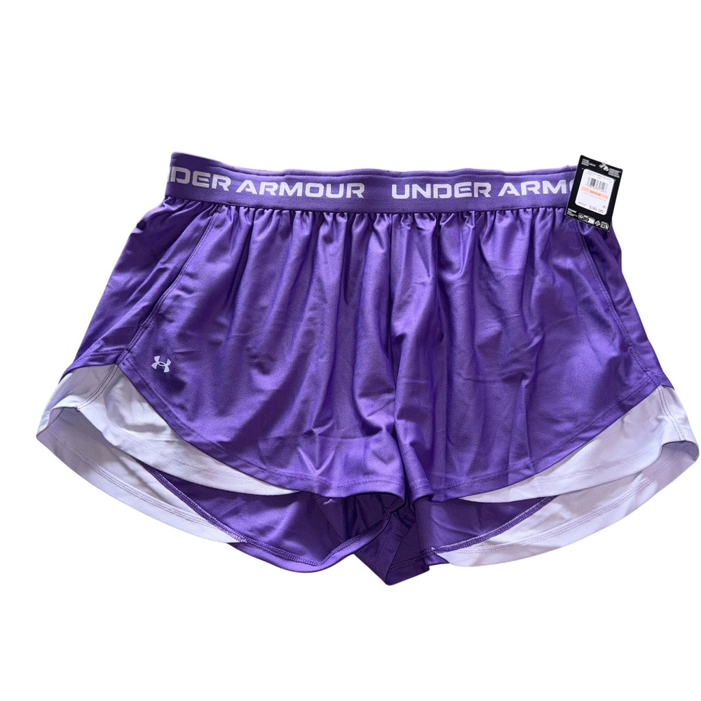 Under Armour Tech Play Up Shorts 2X Purple Loose Fit Athletic Running NWT